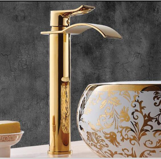 Luxury Brass Bathroom Faucet Waterfall Tap Mixer