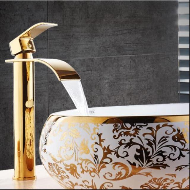 Luxury Brass Bathroom Faucet Waterfall Tap Mixer