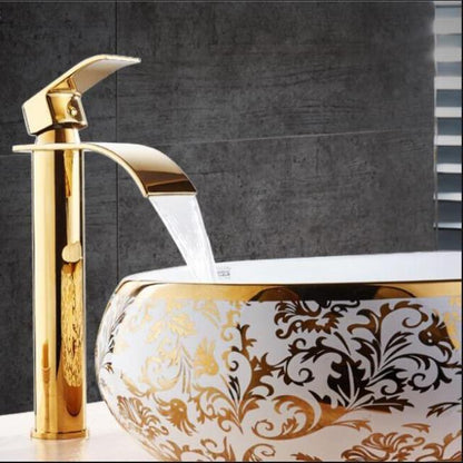 Luxury Brass Bathroom Faucet Waterfall Tap Mixer