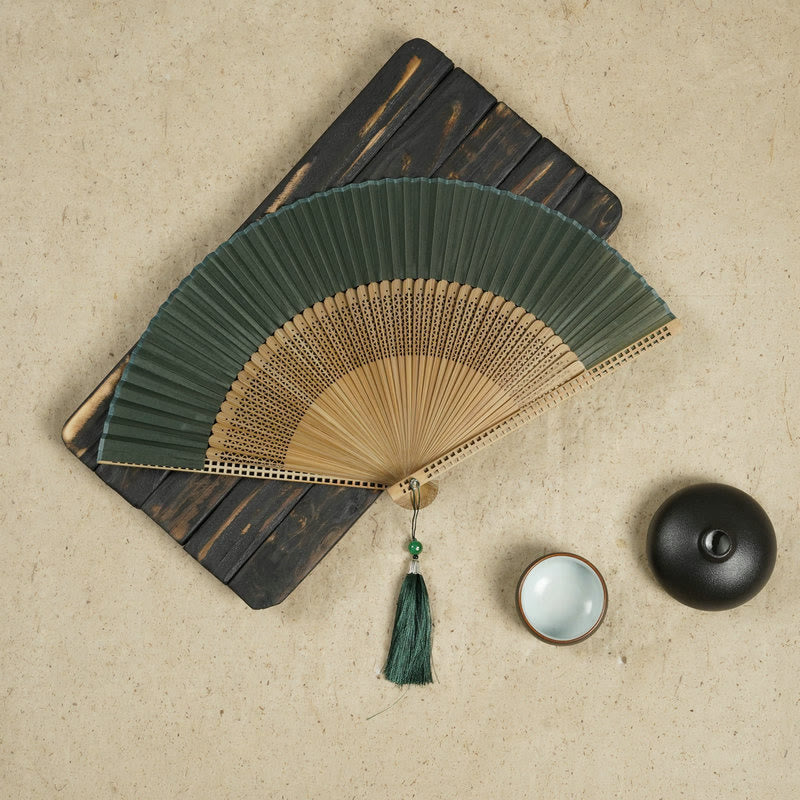 Natural Bamboo Silk Folding Fan - Yeezlab