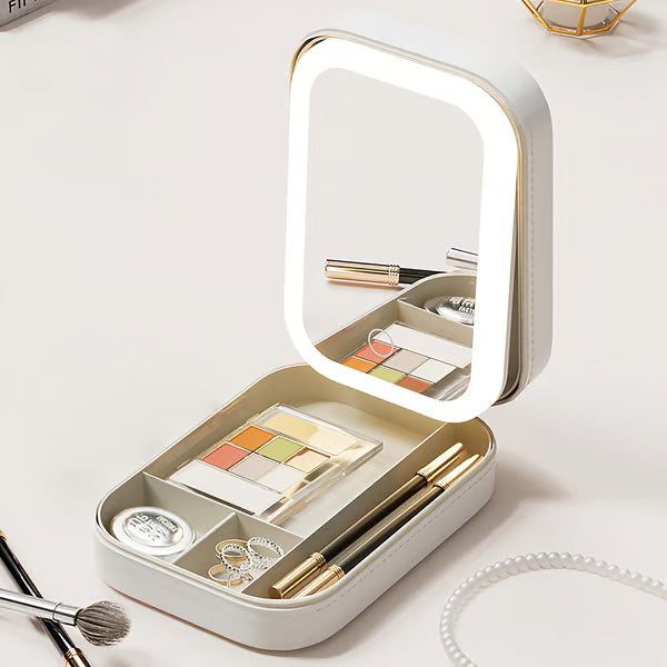 Travel Makeup Case with LED Lighted Mirror