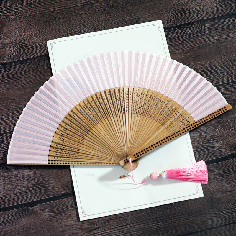 Natural Bamboo Silk Folding Fan