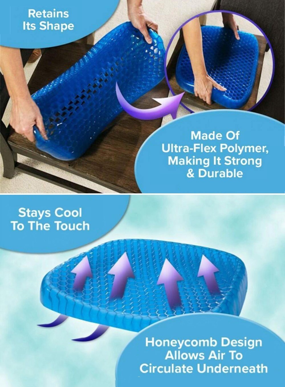 Comfortable Airflow Gel Chair Cushion