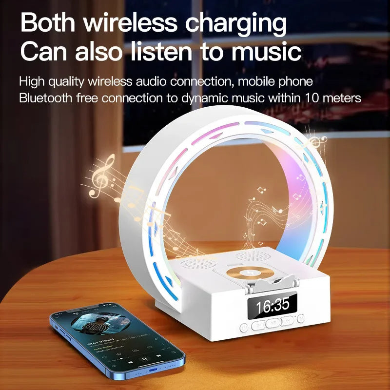 Wireless Speaker Table Lamp with Charger and Clock