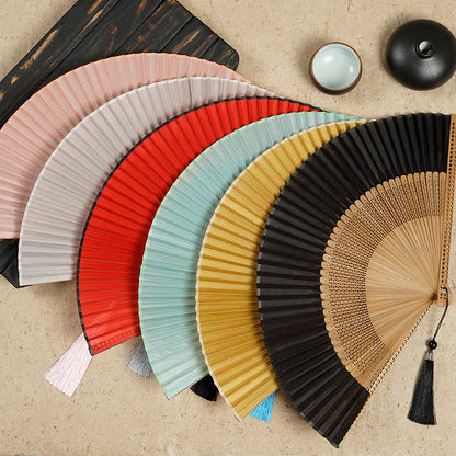 Natural Bamboo Silk Folding Fan