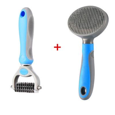 Pet hair removal grooming brush with self-cleaning button