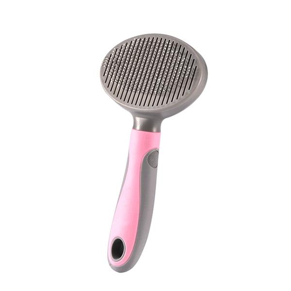 Pet hair removal grooming brush with self-cleaning button