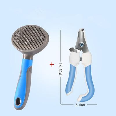 Pet hair removal grooming brush with self-cleaning button