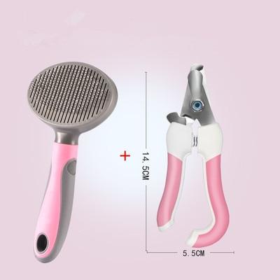 Pet hair removal grooming brush with self-cleaning button