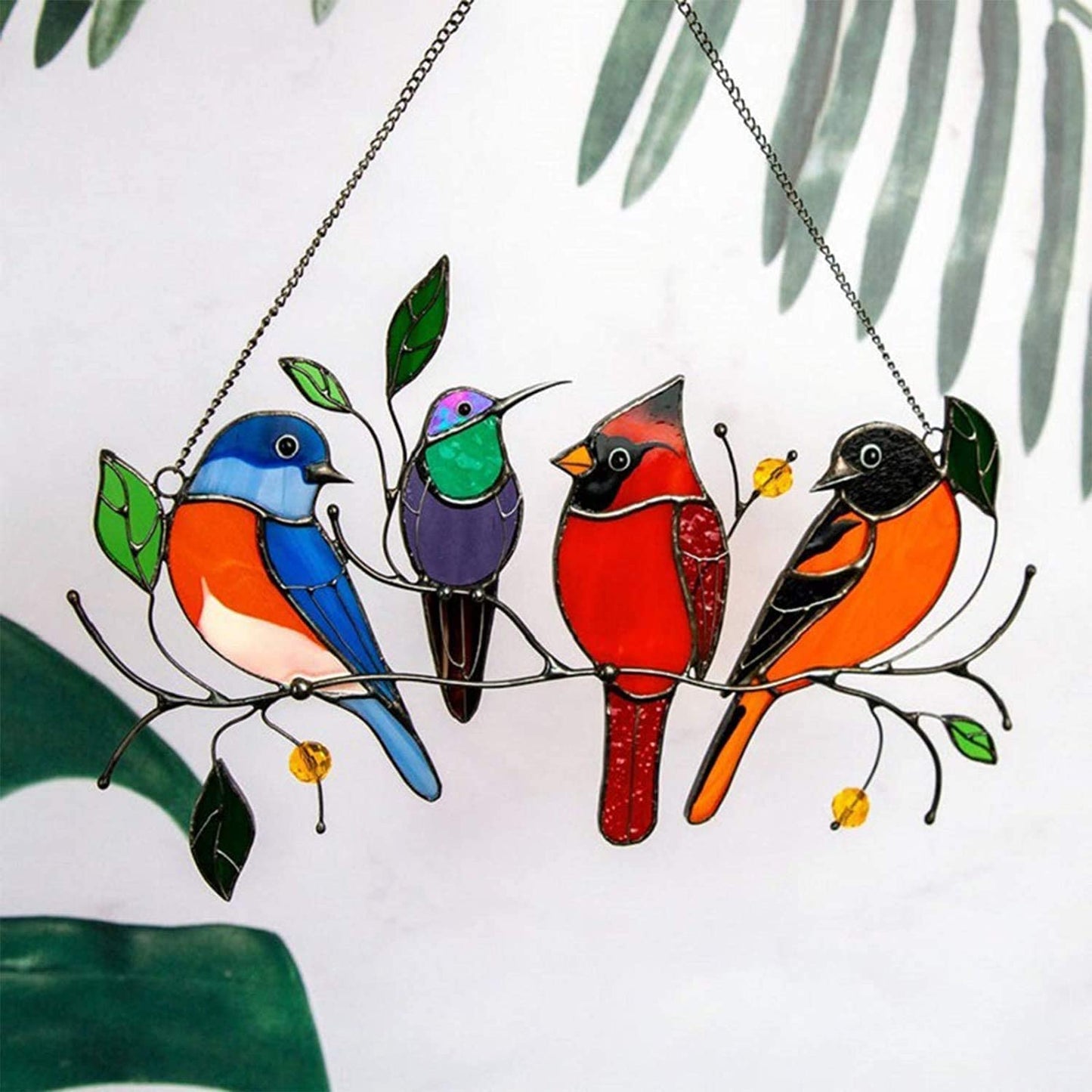Colorful Bird Shaped Glass Window Decor - Yeezlab