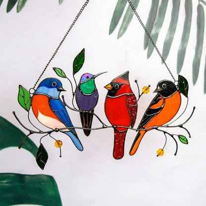 Colorful Bird Shaped Glass Window Decor - Yeezlab