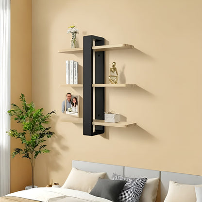 Rustic Wooden Wall Storage Shelf 3 Tier Natural Pine