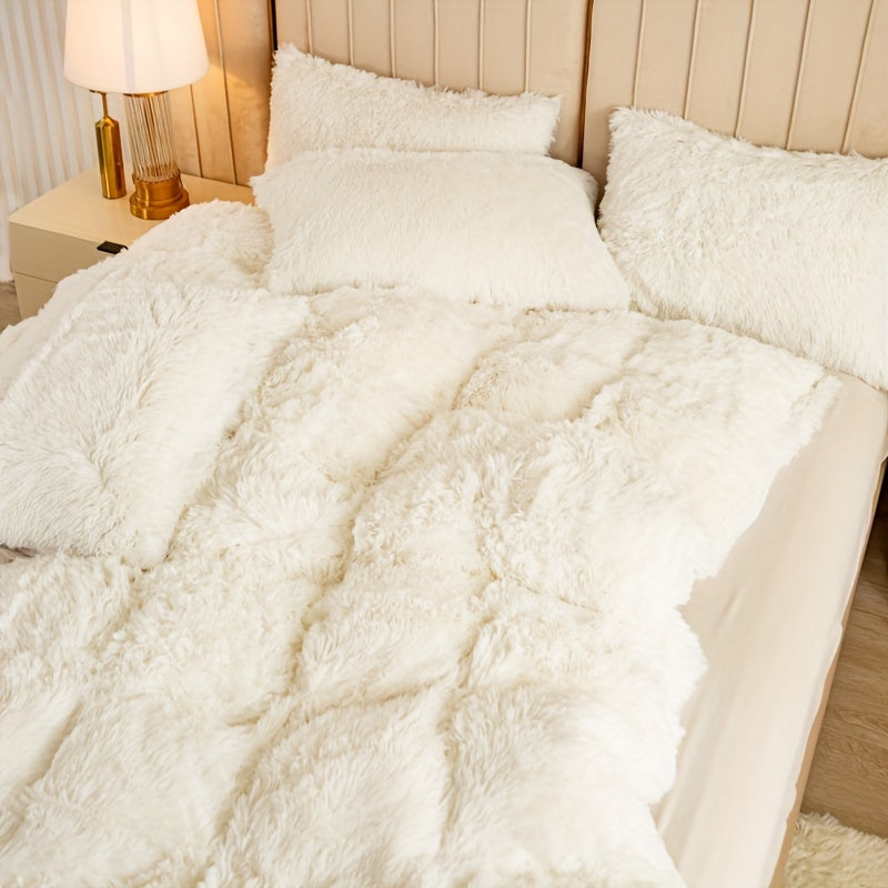 Cozy Fleece Duvet Cover Set with Zipper