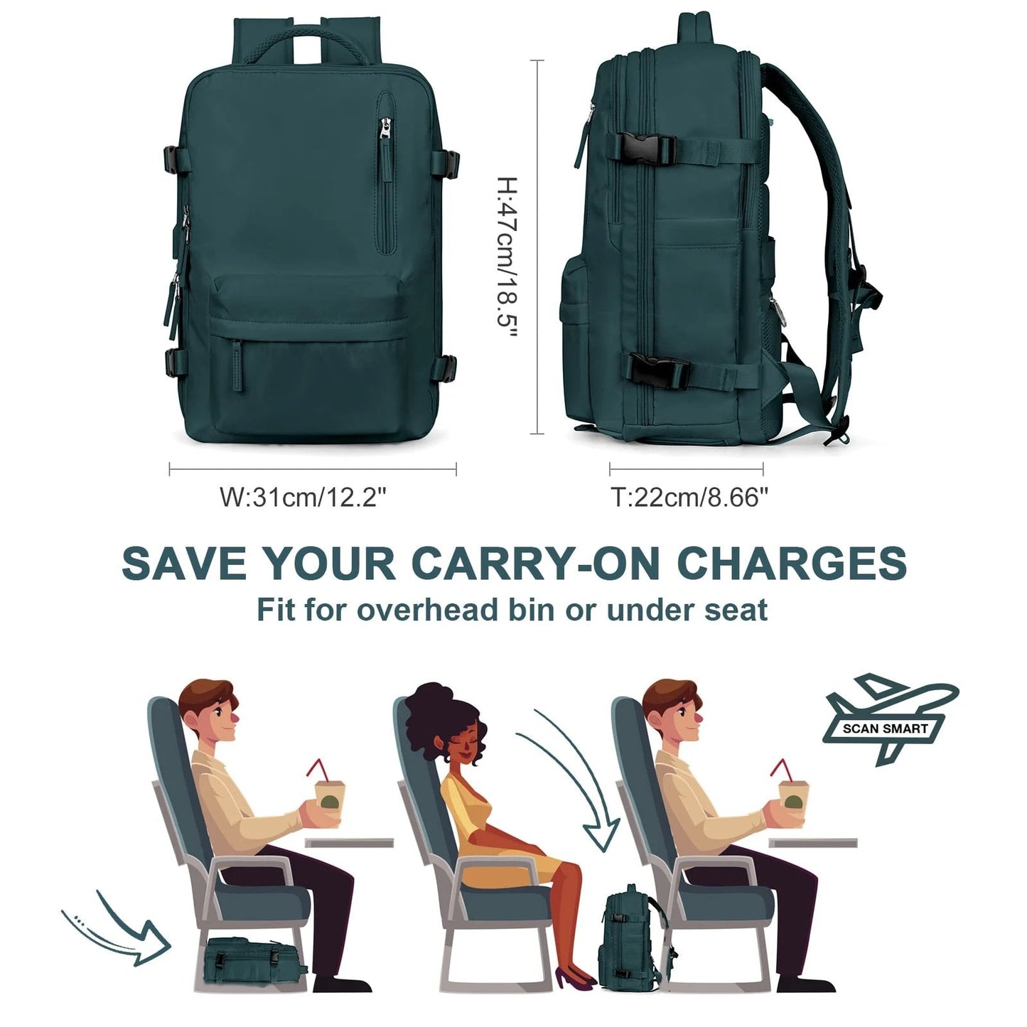 Waterproof Women's Hiking Backpack with USB Charger