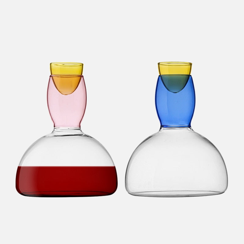 Colorful Glass Pitcher and Tumbler Set