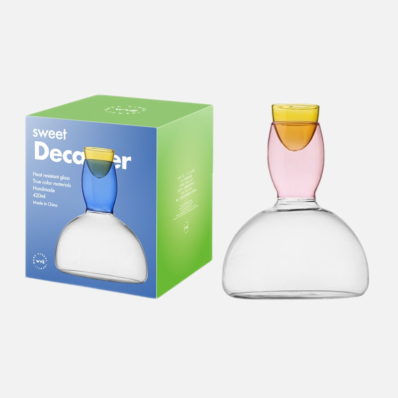 Colorful Glass Pitcher and Tumbler Set