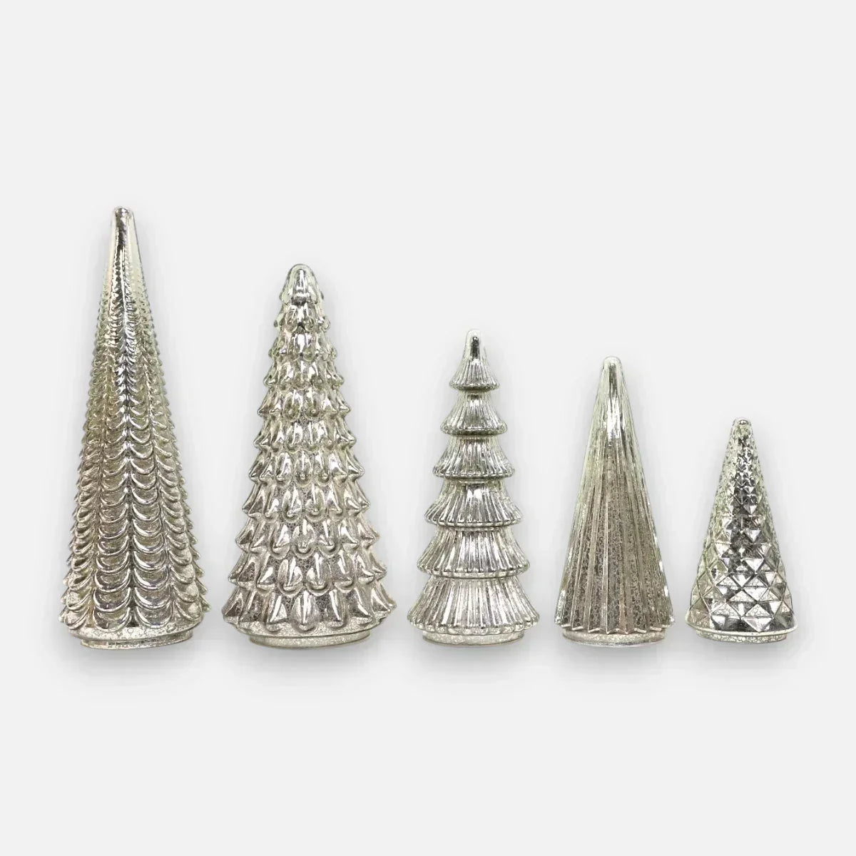 Modern Silver 5pc LED Christmas Tree Decor Lights