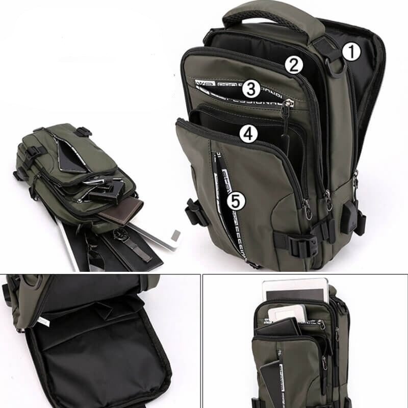 Waterproof Crossbody Purse with USB Charging & Multiple Pockets