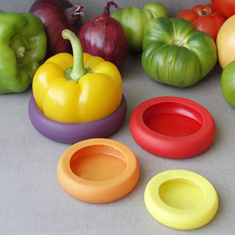 4pcs Silicone Food Savers for Fresh Cut Fruits Vegetables