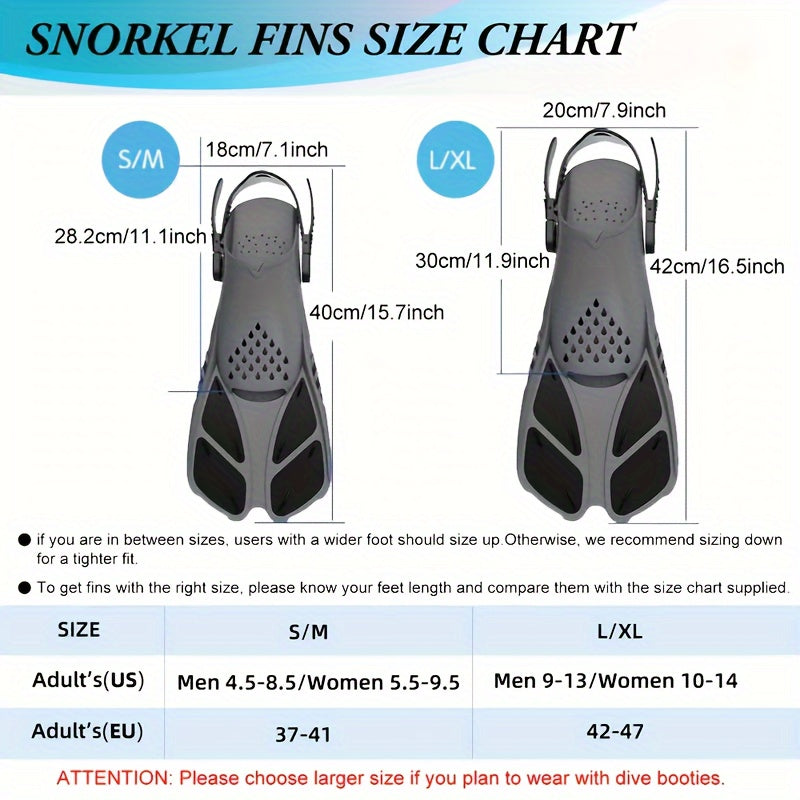 Compact Travel Snorkel Fins for Men & Women