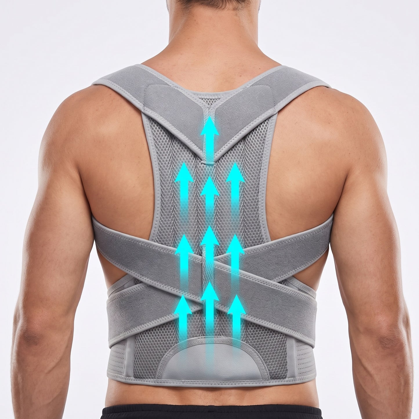 PosturePro Posture Corrector - Grey, worn