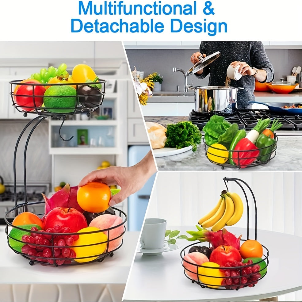 Space Saving 2-Tier Fruit Basket with Storage
