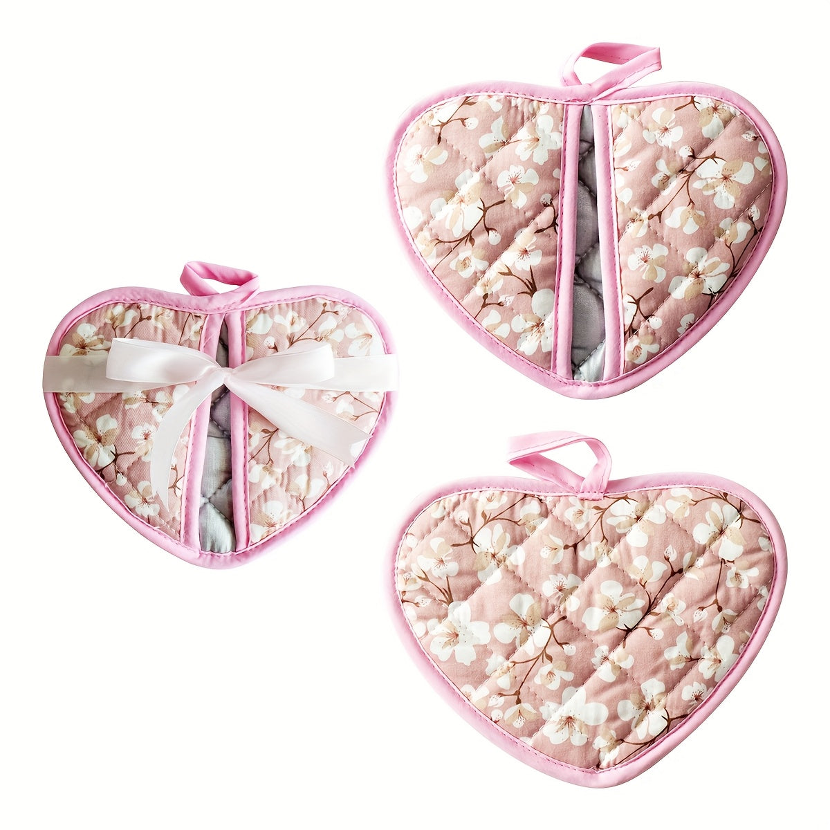 Heat Resistant Oven Mitts with Cute Heart Grip Covers - Yeezlab