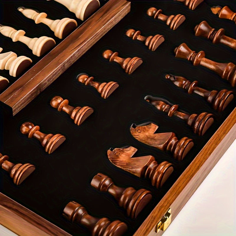 Traditional Wooden Chess Board Set for Home and Travel