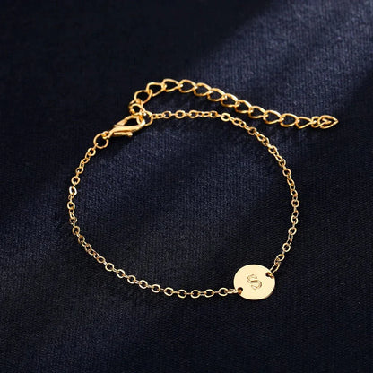 Delicate Chain Initial Letter Charm Bracelet