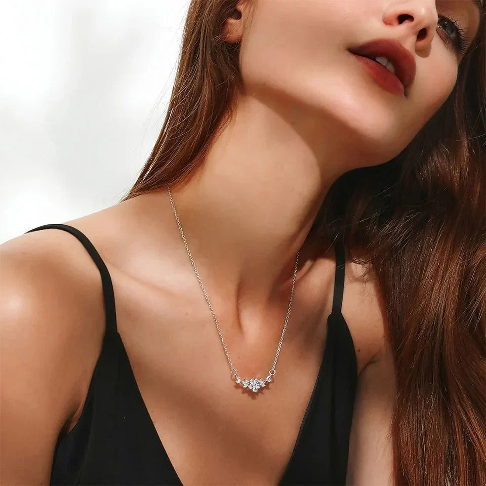 Delicate Flower Diamond Pendant Necklace