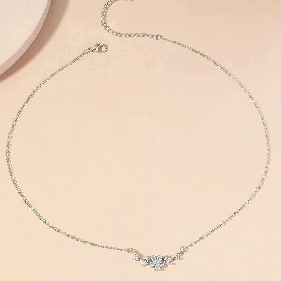 Delicate Flower Diamond Pendant Necklace