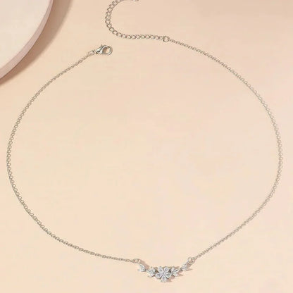Delicate Flower Diamond Pendant Necklace