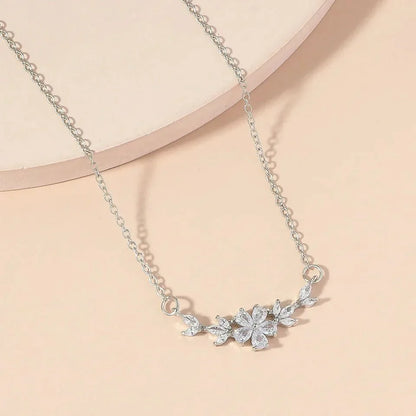 Delicate Flower Diamond Pendant Necklace