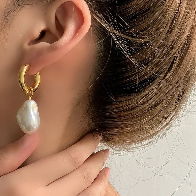 Delicate White Pearl Hug Earrings