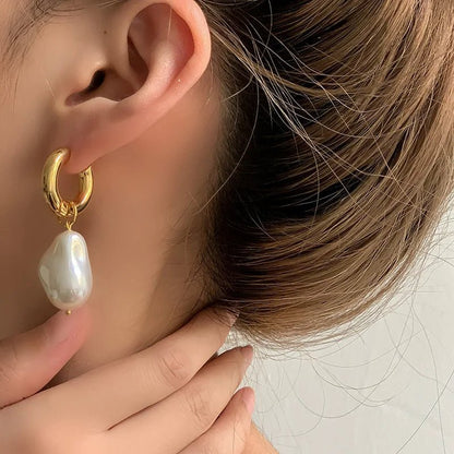 Delicate White Pearl Hug Earrings