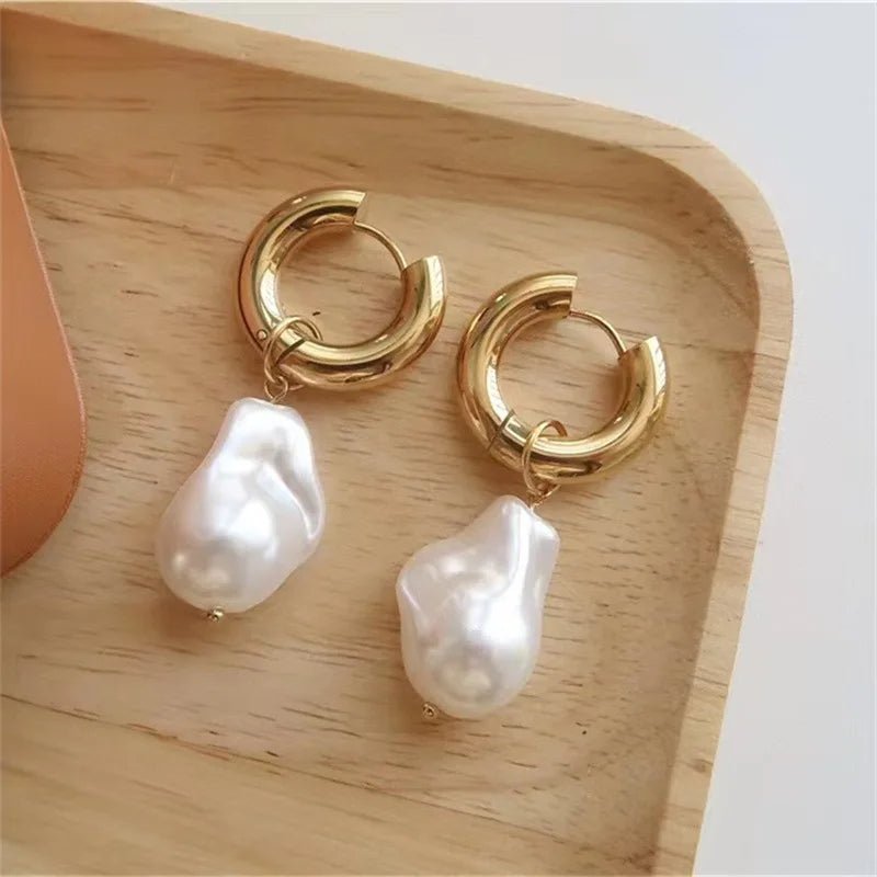 Delicate White Pearl Hug Earrings