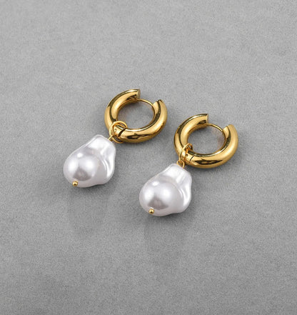 Delicate White Pearl Hug Earrings