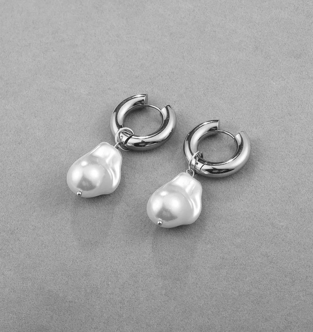 Delicate White Pearl Hug Earrings