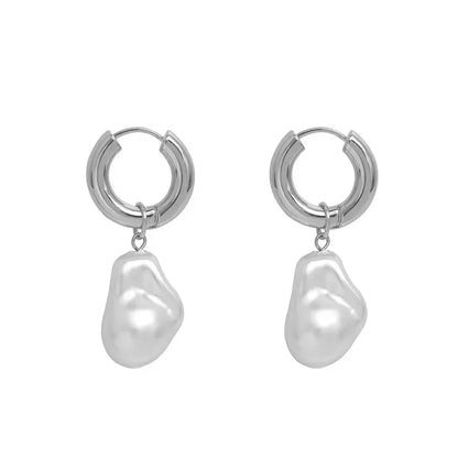 Delicate White Pearl Hug Earrings