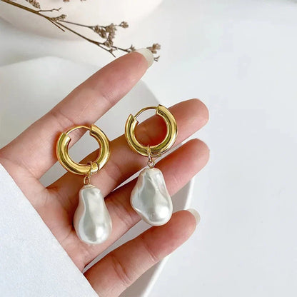 Delicate White Pearl Hug Earrings