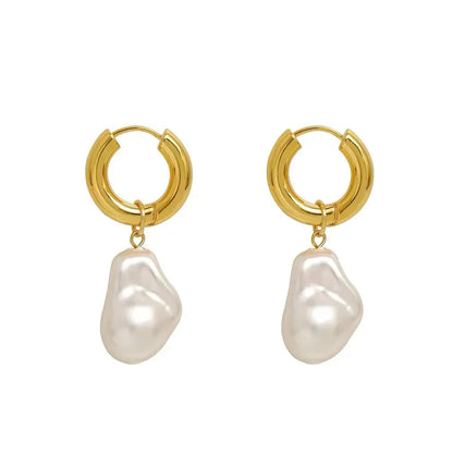 Delicate White Pearl Hug Earrings