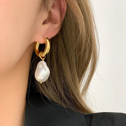 Delicate White Pearl Hug Earrings - Yeezlab