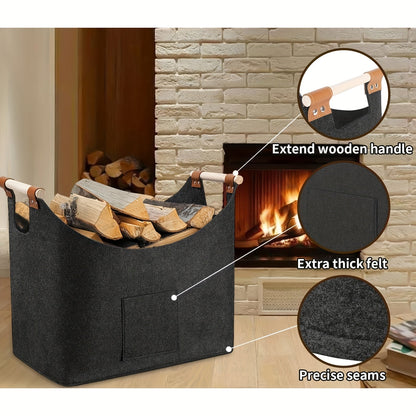 Collapsible Wooden Storage Box with Leather Handles