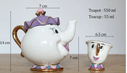 Beautiful Disney Inspired Tea Set Mrs Potts Teapot Cups
