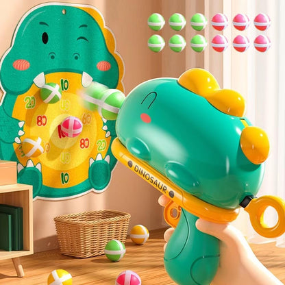 Dinosaur Sticky Ball Throwing Toy - Kids Dart Board Game with Dinosaur Shooter Toy - Yeezlab