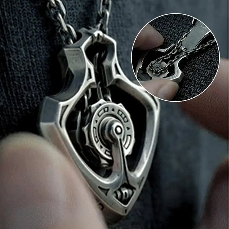Unique Steampunk Rotating Gear Pendant Necklace