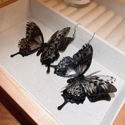 Trendy Black Butterfly Drop Earrings