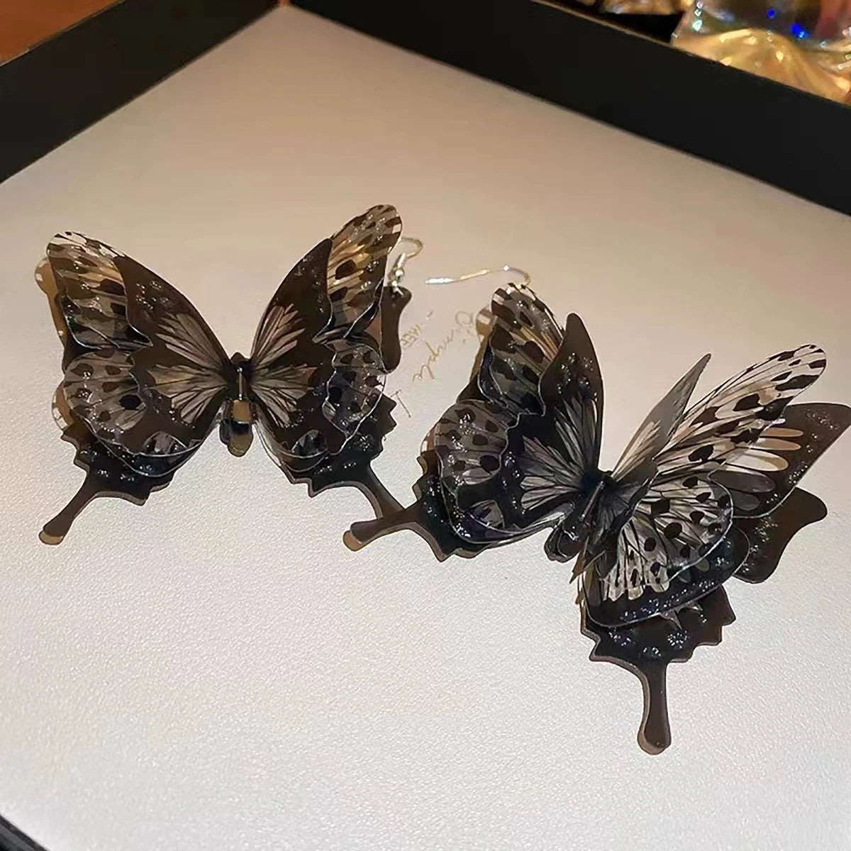Trendy Black Butterfly Drop Earrings