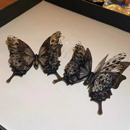 Trendy Black Butterfly Drop Earrings