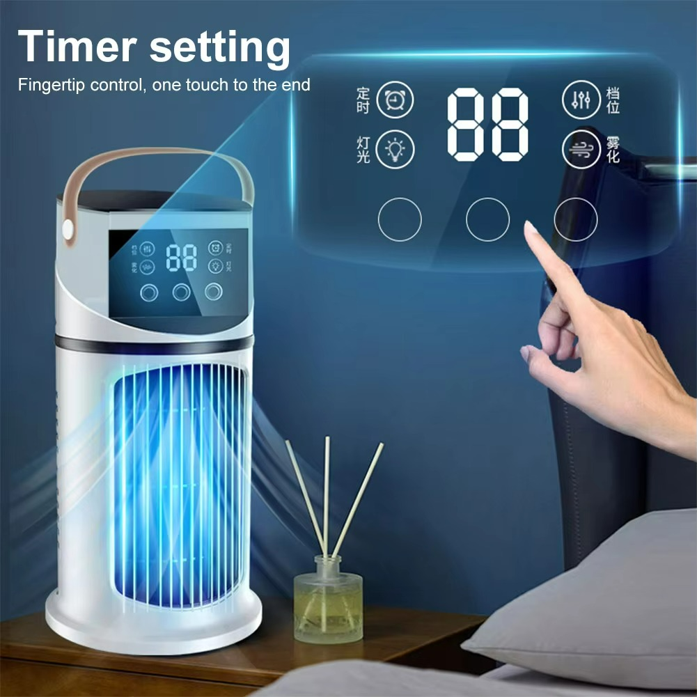 Portable 3-in-1 Mist Fan with Humidifier and LED Light